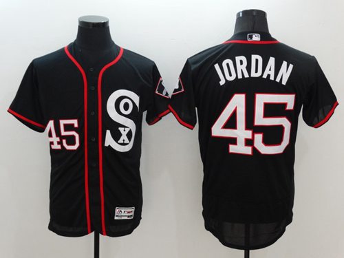 White Sox #45 Michael Jordan Black New Flexbase Authentic Collection Stitched MLB Jersey - Click Image to Close